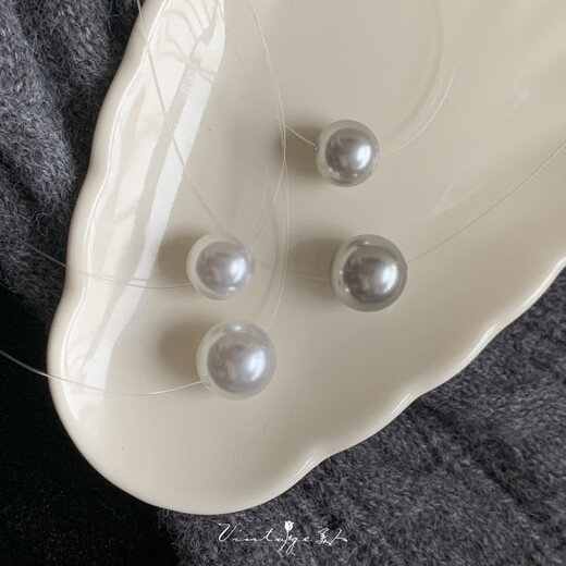 Fat Donglai's same style Australian white pearl single French classic versatile niche fishing line necklace / 12mm fishing line necklace