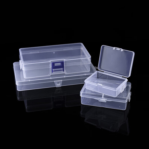 PP transparent plastic lock box with lid desktop organizer small accessories jewelry box portable parts storage box empty box large lock (14.4*8.5*3.4)/1 piece