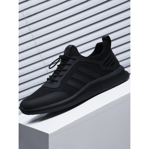 SUSTYLE luxury high-end brand men's shoes new sports shoes trendy mesh breathable men's casual shoes work shoes men black 9851 38
