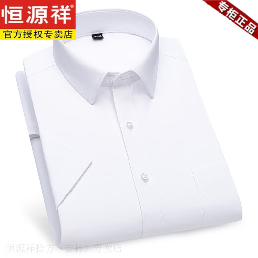 恒源祥高支长绒棉短袖衬衫男士夏季商务休闲新疆棉抗皱免烫男装半袖衬衣 DX6629 可机洗 41