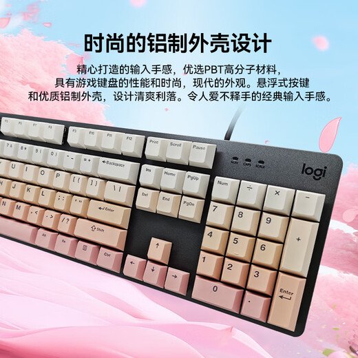 罗技（Logitech）K845机械键盘游戏电竞有线键盘电脑办公键盘个性定制键帽版送男生女友礼物 K845彼岸樱渐变版 青轴