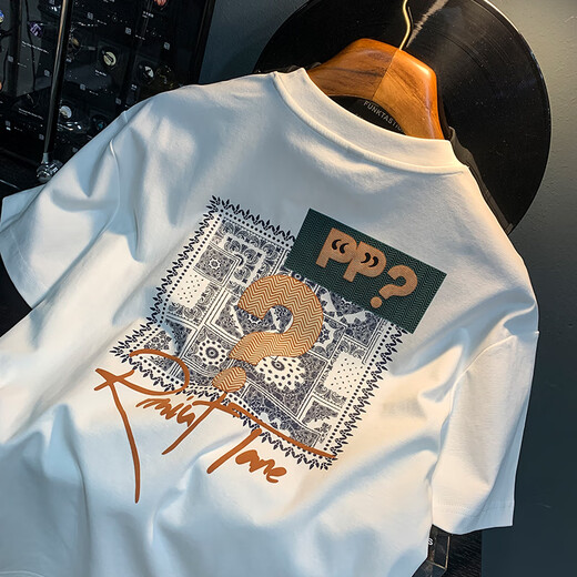 Jeep Spirit Camiseta de manga corta para hombres 2025 Camiseta de moda delgada de verano Xinjiang Cotecillo redonda de cuello redondo de hombres a media manga T White 2 [ZJ1047 Fit Version] M Adecuado para 90-108Jin [Jin iguala 0.5 kg]