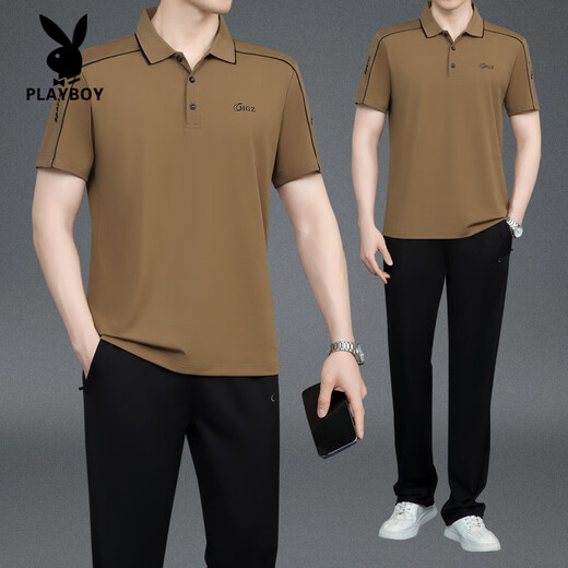 Playboy (Playboy) Летний новый стиль среднего возраста и пожилогом отца-отвороты с короткими нарядами в лацке с короткими рукавами.