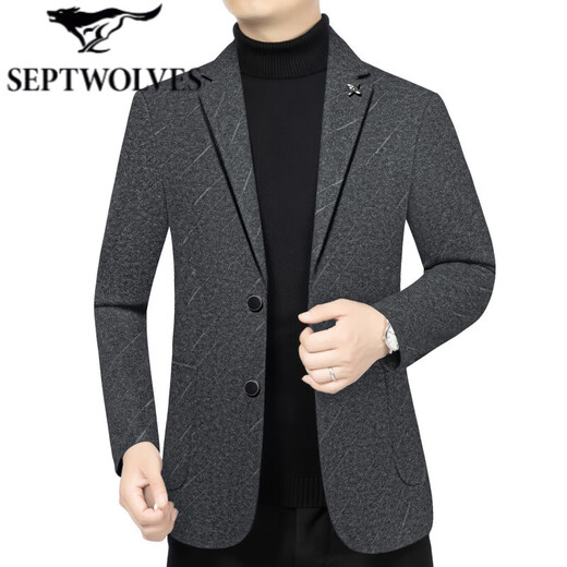 Septwolves Jacket Expert Blazer Men's Business Casual Spring and Autumn New Suit Korean Style Slim Middle-aged Dad's Uniform Jacket Men Dark Gray D135 D135 2XL 185 Size Suitable for 150-175 Jin Jin is equal to 0.5 kg