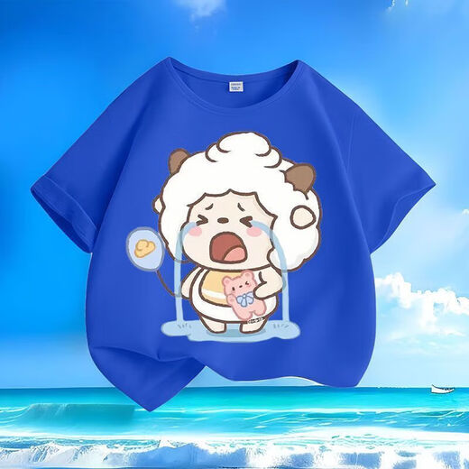 
Crying Lazy Sheep Summer New Printed Men and Women Small and Medium Children Short Sleeve T-shirt Pure Cotton Round Neck Casual Trend-SL Pink-KX698 Lazy 150 [Suggested height 140-150 cm]