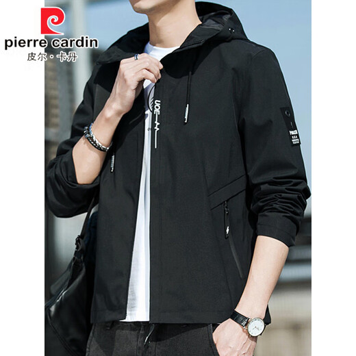 
Pierre cardin spring jacket men's new spring and autumn hooded thin youth loose jacket short solid color jacket K12131 black M [recommended 100-110Jin [Jin equals 0.5 kg]]
