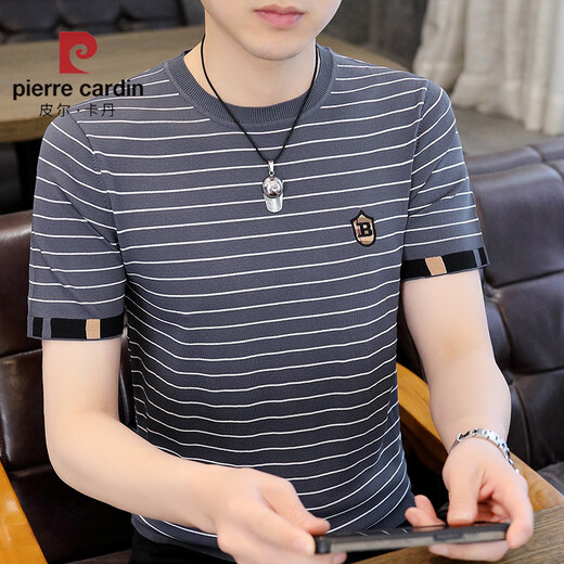 皮尔卡丹（pierre cardin） 针织冰丝短袖男夏季2025新款商务纯色无痕潮牌修身高端圆领T恤 1518白色 M