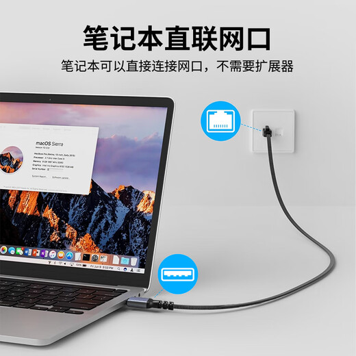 北山雀 USB转千兆网口连接线 RJ45转换线宽带路由器连接线转接头电脑笔记本台式外接免驱动 2米 BSQ-686