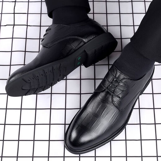 Red Dragonfly Chaussures en cuir respirant Business Men's Large Taille 48 Wide Foot Taille 46 Taille 47 British 45 Chaussures de mariage de marié à pointes décontractées 3879 Black 38