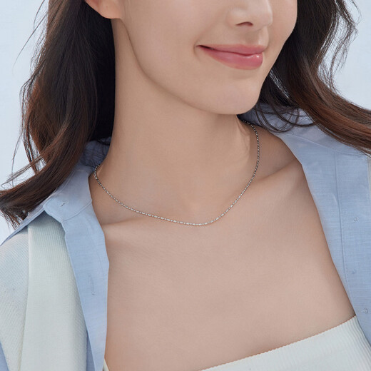 Lukfook Jewelry Platinum Necklace Sparkling Cartouche Platinum 950 Plain Chain Price 40cm - Approximately 4.98g