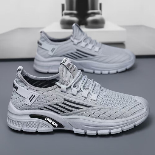 Zapatos casuales para hombres zapatos de malla transpirable en verano zapatos de malla volador para jóvenes calificaciones de solas suaves y inyectores y zapatos deportivos anti-deslizamiento 5032- [Negro] 43