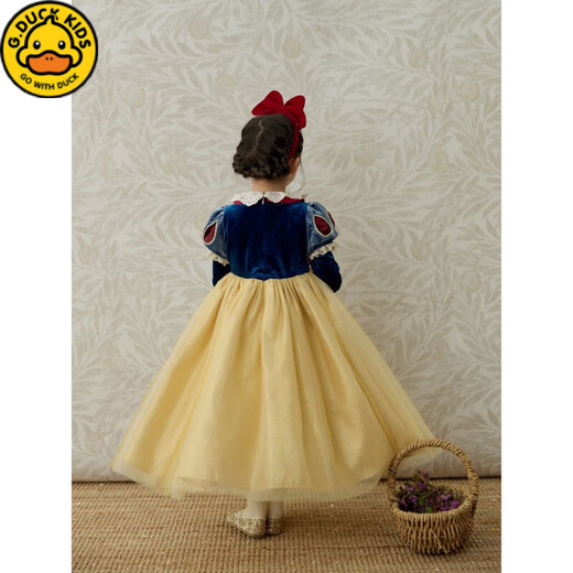 G.duck girls dress autumn and winter Snow White fashionable children's Lolita princess dress baby birthday dress tutu skirt Snow White fake two pieces 100 cm