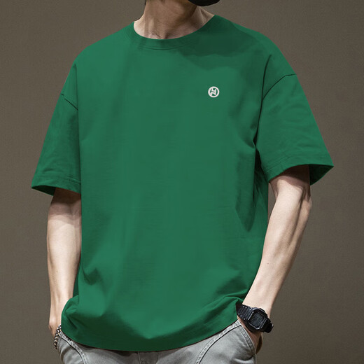 Lilang Trendy American Kurzärmelte T-Shirt Herren Sommer Pure Cotton Round Hals vielseitig Casual 2025 Neue Modemarke Loose Hong Kong Style T-Shirt White-1365 Kurzärärmelte-Pure-Baumwolls [Empfohlen 80-110jin [Jin gleich 0,5 kg] b