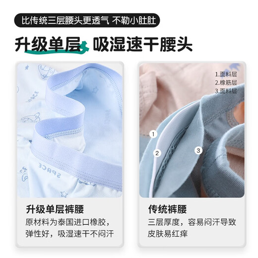 酷章（KUZHANG）男童内裤儿童a类纯棉中大童男孩四角夏季薄款宝宝平角全棉短底裤 升级款-7a级探险太空4条装 125 140码(-13546-58斤)