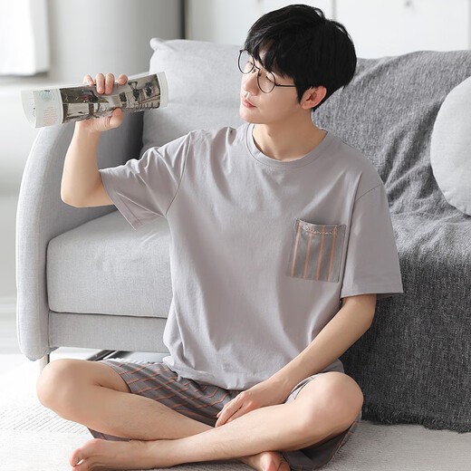 
Yalu pajamas men's summer short-sleeved summer style modal thin style teenagers can wear summer men's home clothing suit QDM3519# L