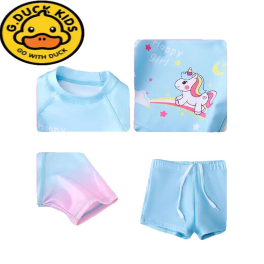 G.Duckkids para niños trajes de baño para niños Falda de verano Pequeña Princesa Pone Falda dividida 2024 Nuevo traje de baño de secado rápido 727# azul + tapa de natación pantalones boxeadores independientes Código XL recomendado 30-40Jin [Jin equivale a 0.5 kg]