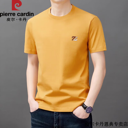 Pier Cardin Brand 100 T-shirt à manches courtes en coton pur pour le t-shirt cool à la mode décontracté mince pour hommes pour hommes YS9921 Gray M 105 [90-110jin [Jin est égal à 0,5 kg]]]