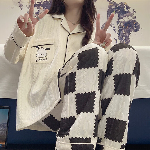 桑琴睡衣女士春秋季长袖长裤夏天2025年新款甜美可爱秋冬款家居服套装 3882 M :【75-100斤】