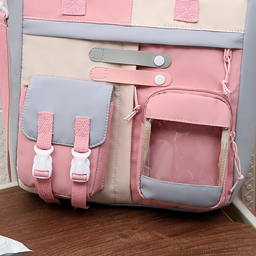 Tutorial-Tasche für Grund- und Sekundarstudenten, Männer und Frauen, Kinderunterrichtsklasse, Handtasche, One-Shoulder-Crossbody-Tasche, kontrastierende Kunsttasche mit großer Kapazität, ZW-0698# Blue Color Ball + Badge + Anhänger