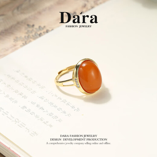Dara beeswax ring open single ring S925 silver gold-plated old wax women's ring for mother in the year of birth, Chinese Valentine's Day gift for girlfriend