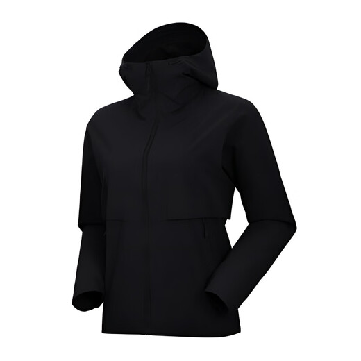 Kailas Sporty Outdoor Simple Solid Color Mountaine de randonnée et de randonnée à l'épreuve du vent mince Velvet confortable Veste à soupe de vent à capuche Black Black Xs