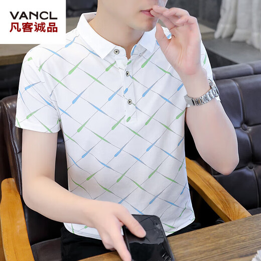 Vancl Eslite Lei Jun 2024 Summer NUEVO CAMISA CHORRA CONTRA MENDIZA MAR HOMBRE IN IN INS SLIM LOPEL CAMISA CAMISA MENA MENTRA EN F9226 MLACH M