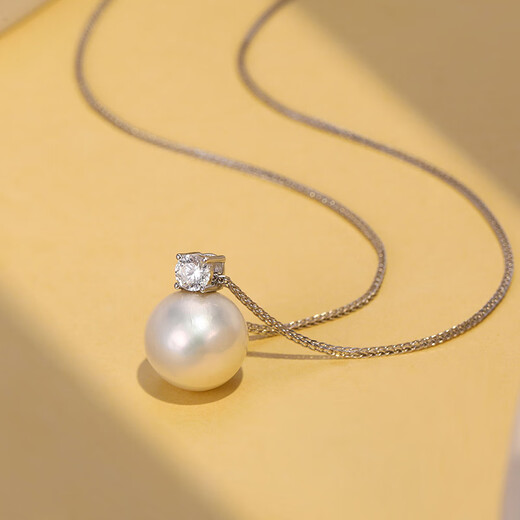 Baise Teaser 11-12mm Freshwater Pearl S925 Silver Fashionable Simple Versatile Pendant Necklace Clavicle Chain S925 Silver/Freshwater Pearl 11-12mm (round)