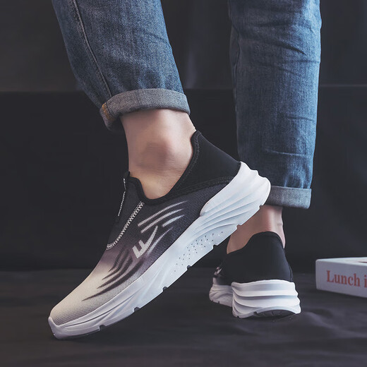 Huili Senior Shoes Shoes para hombres cómodos zapatos casuales de mediana edad y ancianos zapatos de papá transpirables zapatos de madre kgh1477 blanco y negro 39