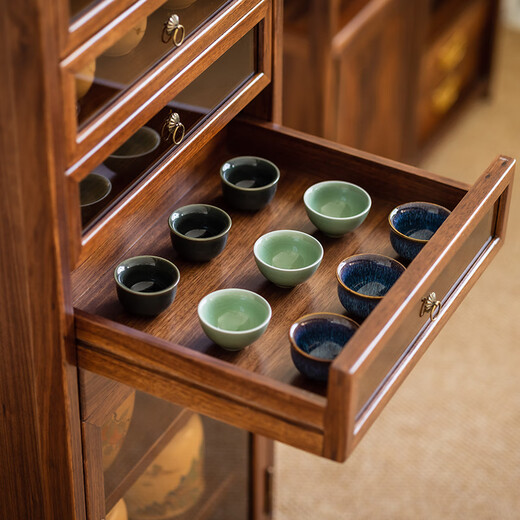 Tao Mengju solid wood dental cabinet tea set storage cabinet transparent dust-proof display cabinet toy bracelet storage cabinet tea room ancient shelf