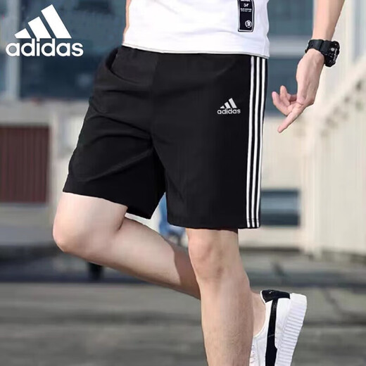 阿迪达斯（adidas）短裤男裤夏季2025新款针织裤透气舒适宽松休闲裤运动裤 IC9435黑色 L