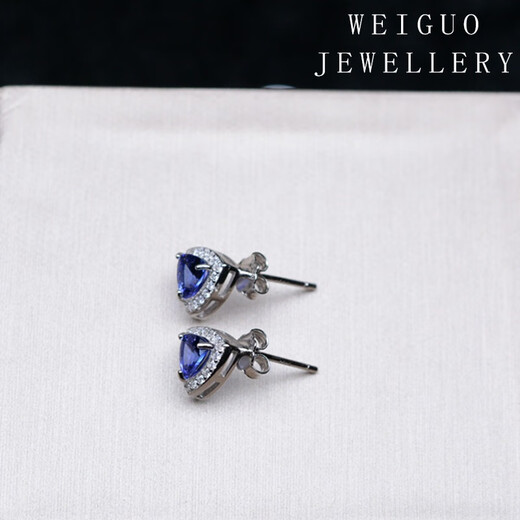 Fat Donglai Quality Tanzanite Earrings S925 Silver Plated 18 Women's Simple Fashionable Blue Gemstone Earrings