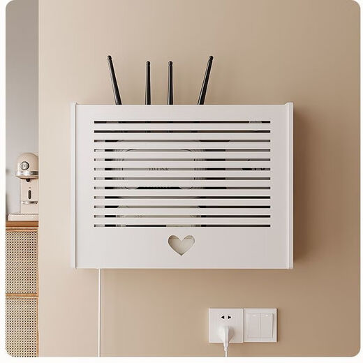 Multimedia hub box decorative blocking wifi wireless router light cat wall-mounted weak current blocking decorative surface-mounted electrical box socket storage box love louver model small inner diameter left and right 40 front and rear 9.5 up and down 28 cm