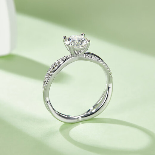 AVHE white platinum cultivated diamond ring with double arms design jewelry ring women's wedding band proposal gift ring customization 18K gold diamond ring - 1 carat D color VVS main diamond, size 9-20 optional