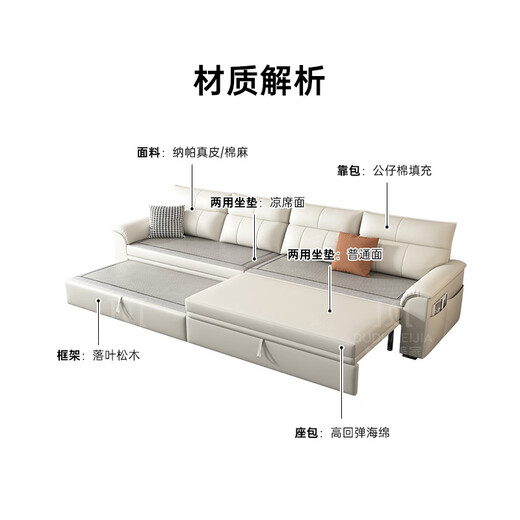Dudumeijia cotton and linen sofa bed for winter and summer living room small apartment multifunctional retractable leather sofa 838# 2.1 meters