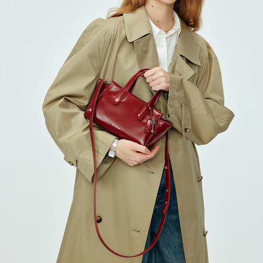 LA Festins neue erste Schicht Cowhide Ledertasche für Frauen mit einem Schulterkreuzkessel, der Handheld Black 2025 Chinesischer Valentinstag [First Layer Cowide] Kastanie Braun