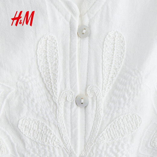 H/M2025 Summer New Women Fashion Fasual Casual вышитая хлопковые комбинезоны 1293953 White S 160/88