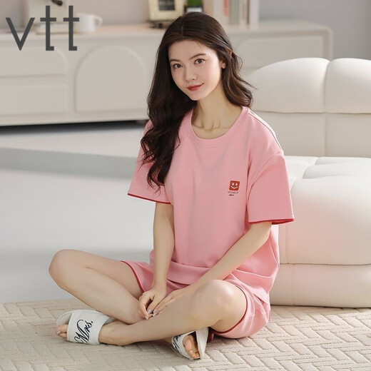 VTT Pyon Pyjamas en coton Pure pour femmes en été shorts en coton pur Pure Shorts d'été Nouveaux jeunes femmes vêtements maison V Slevés courts: YZT9854 M