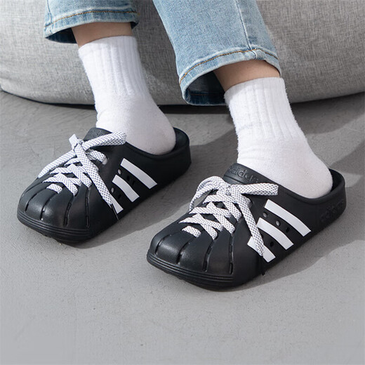 阿迪达斯 （adidas）男鞋女鞋夏季新款洞洞鞋勃肯鞋透气运动休闲鞋外穿凉拖鞋 JH9848/黑色 40.5