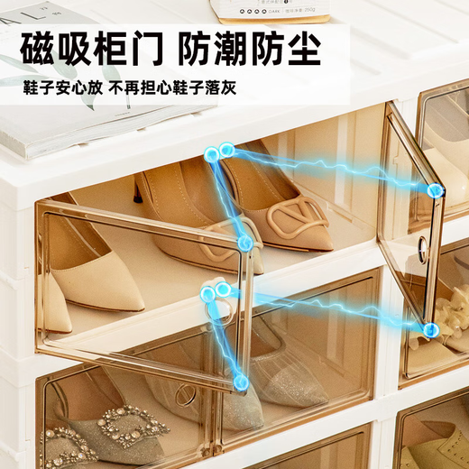 IRIS shoe box storage box transparent shoe cabinet folding installation-free all-in-one shoe rack dust-proof shoe storage artifact 1 column 6 layers