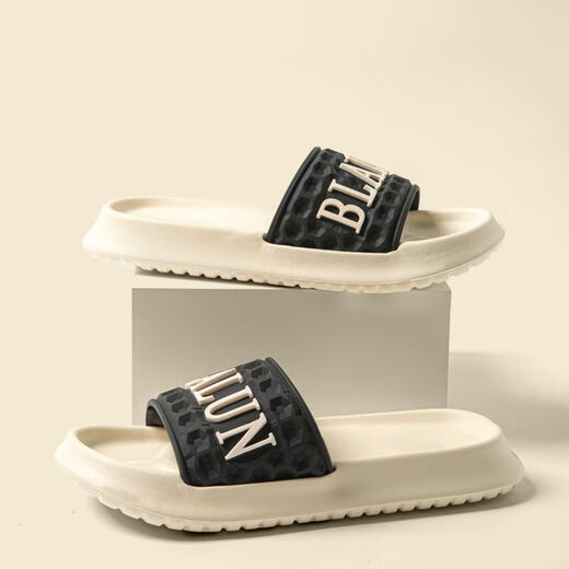
RONGXITU (RONGXITU) back-reliable thick-soled slippers summer anti-slip bathroom couple slippers BLALUN[9901] black 36-37