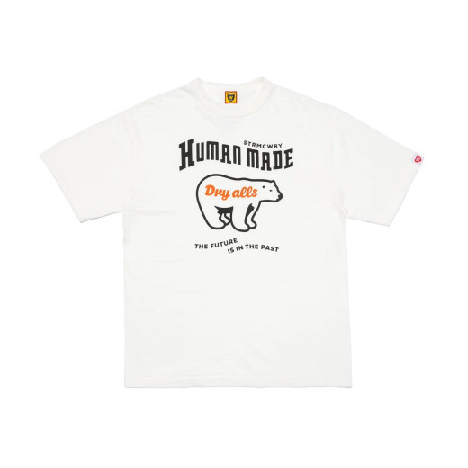 现货 HUMAN0日系夏季重磅竹节棉北极熊印花短袖T恤日式短tee 黑色3882 S