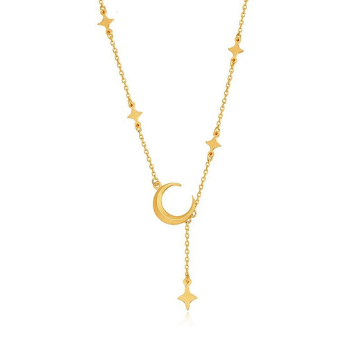 QUAMER old Phoenix store model yellow star and moon set chain versatile pendant European and American cold style new design star moon star and moon necklace