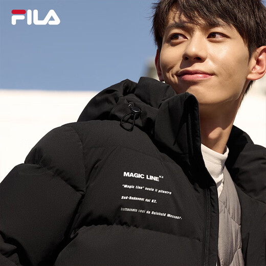 FILA official couple down jacket 2025 winter fashionable casual hooded top warm jacket for men and women