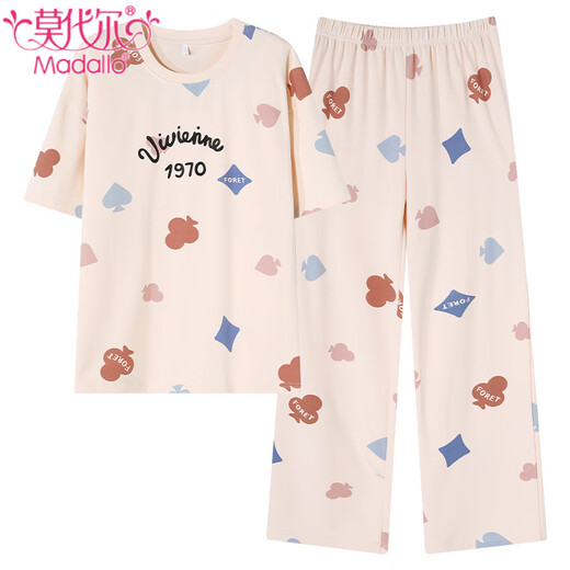 
Modal pure cotton pajamas for women in spring and summer short-sleeved trousers suit casual sweet and cute girl's cotton home clothes can be worn outside YS679 M (recommended 80-100Jin [Jin equals 0.5 kg])