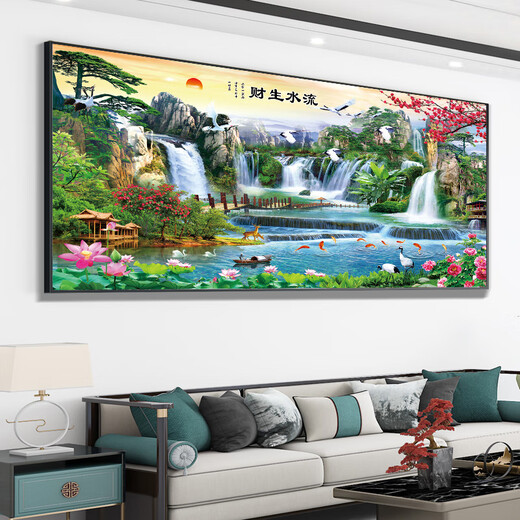 Bienvenido Pine Rural Central Hall Painnscape Hanging Painting Sala de estar Decoración de la sala de estar Sofá Pinturas mural de pared de la pared 2024 Nuevo estilo CT-3882 ala 210 cm*90 cm [Marco de aleación de aluminio + superficie de porcelana de cristal]