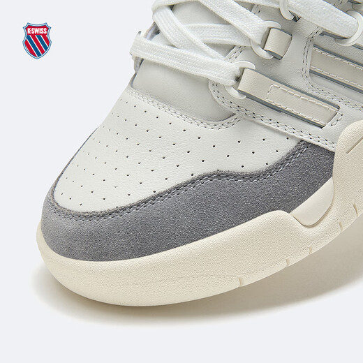 Kswiss [même style pour le spectacle] Chaussures sportives pour hommes et femmes chaussures de couple rétro en cuir basse top chaussures de planche Si-18 chaussures slam 8381 9275-114 blanc / bleu / rouge / gris et femmes même style 37,5 taille est petite, recommandée pour prendre une taille plus grande