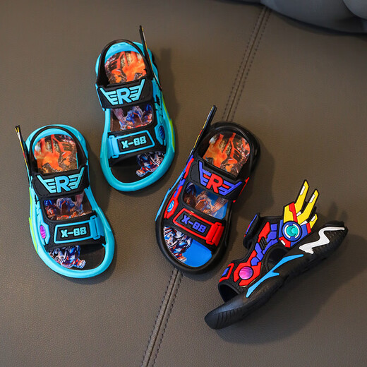 Children's sandals, boys' shoes, summer sports beach shoes, boys' non-slip, soft sole, breathable children's shoes, sky blue 27