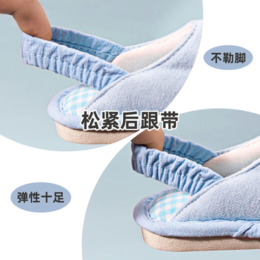 Babudou children's cloth slippers for girls, spring, autumn, indoor and winter, soft bottom, toddlers, boys, 2 years old and 3 boys, anti-slip cotton slippers, blue 16, inner length 16cm