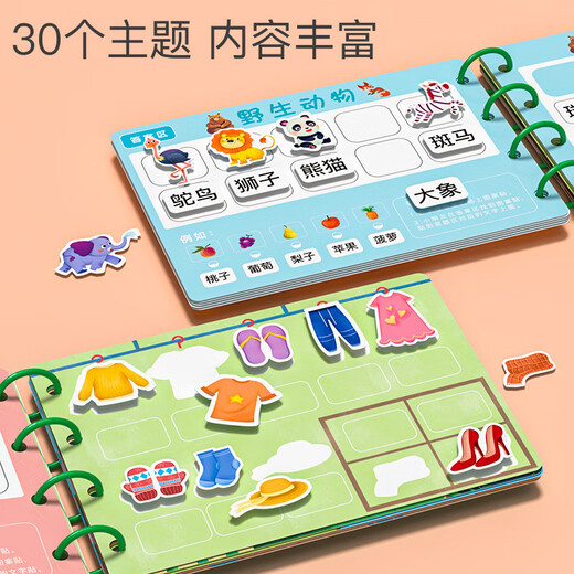宝宝识字拼图板汉子认字卡幼儿园早教平图儿童益智魔术贴玩具3-6 识字认物百科全书