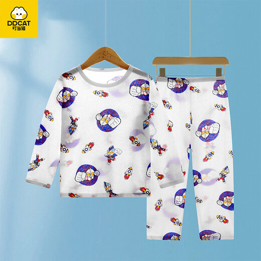 Dingdang Cat 2025 NEUER Kinder Sommer Dünner Pyjamas für Jungen reines Baumwollkleidung für Mädchen für Mädchen Cartoon Pyjamas Set 2403 Ultraman 110 (empfohlen, eine größere Größe zu nehmen)